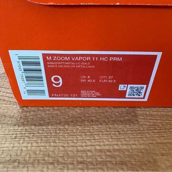 M ZOOM VAPOR 11 HC PRM Sanddrift/Metallic Gold NIKE Tennis Shoe Mens Trainer S 9 - Picture 16 of 16